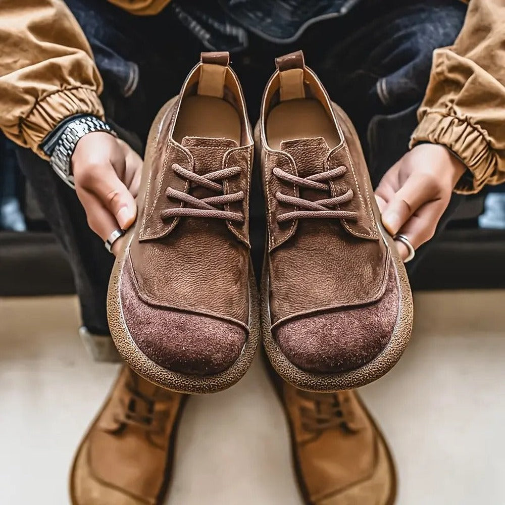 Men's Lace-Up Casual Shoes - Brown - on model