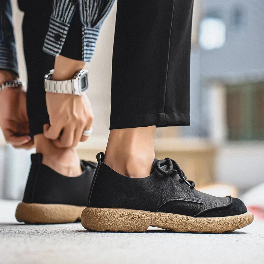 Men's Lace-Up Casual Shoes - Black - on model