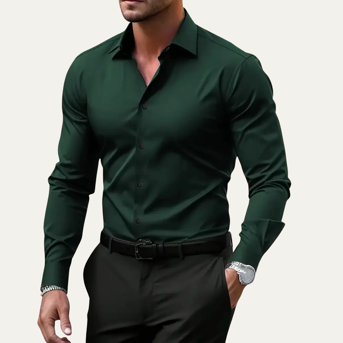 Colton & Rhodes Men's Slim Fit Stretch Dress Shirt White - detail