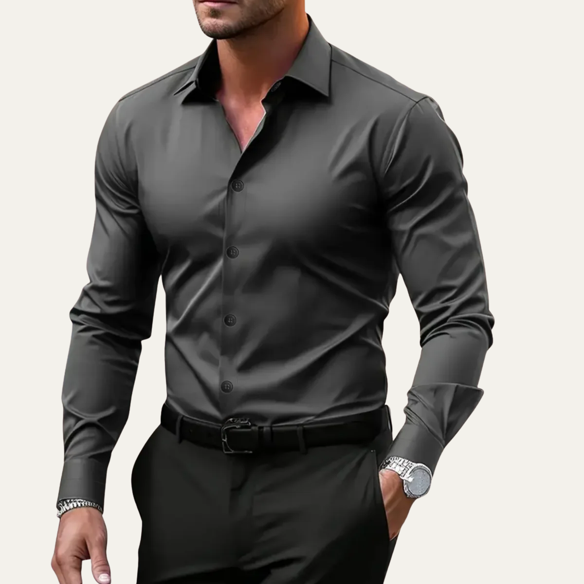 Colton & Rhodes Men's Slim Fit Stretch Dress Shirt White - detail