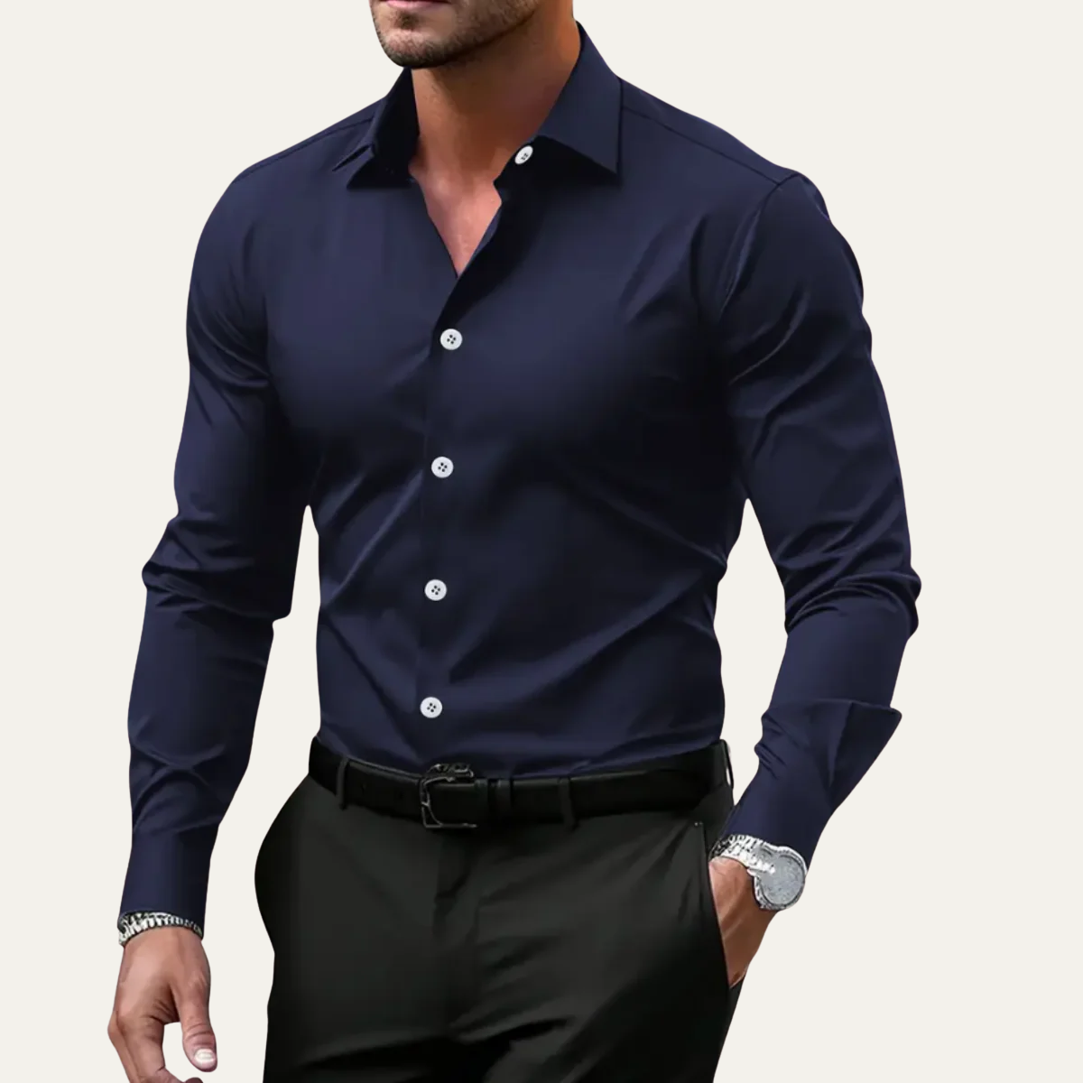 Colton & Rhodes Men's Slim Fit Stretch Dress Shirt White - detail