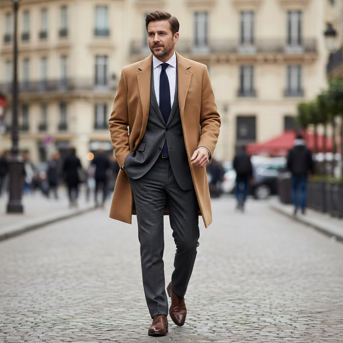 Men's Tailored Lapel Overcoat - on model