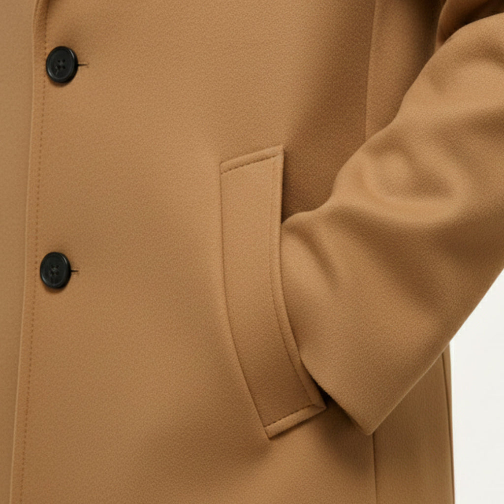 Men's Tailored Lapel Overcoat - fabric detail