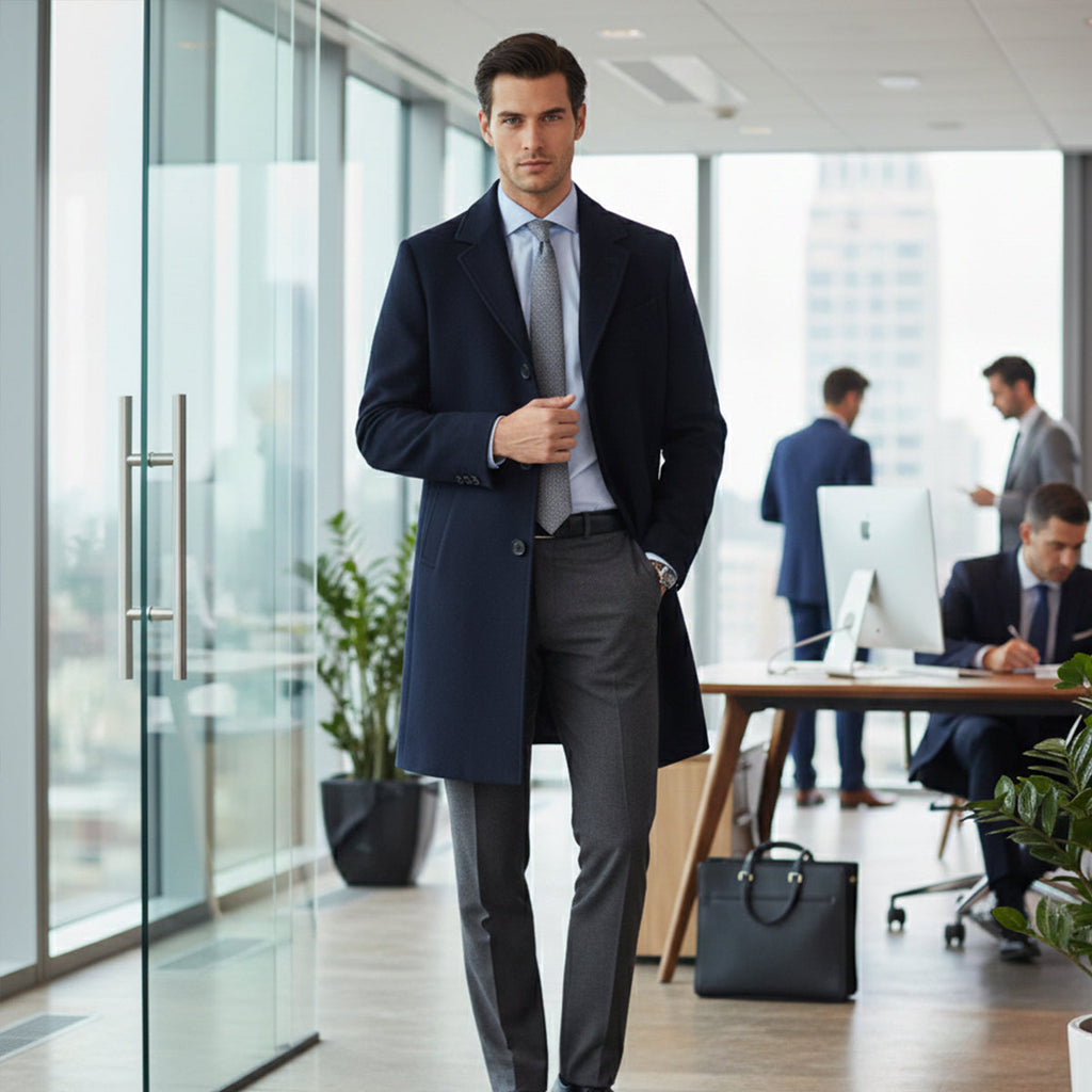 Men's Tailored Lapel Overcoat - on model