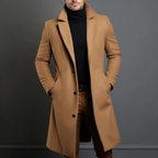Men's Tailored Lapel Overcoat - Khaki