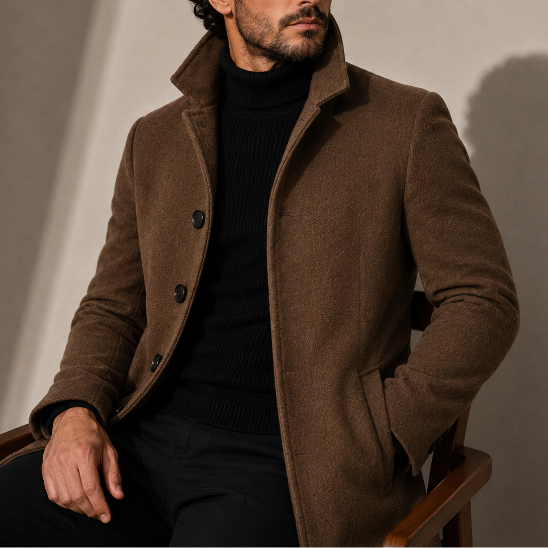 Men's Tailored Stand Collar Coat - detail