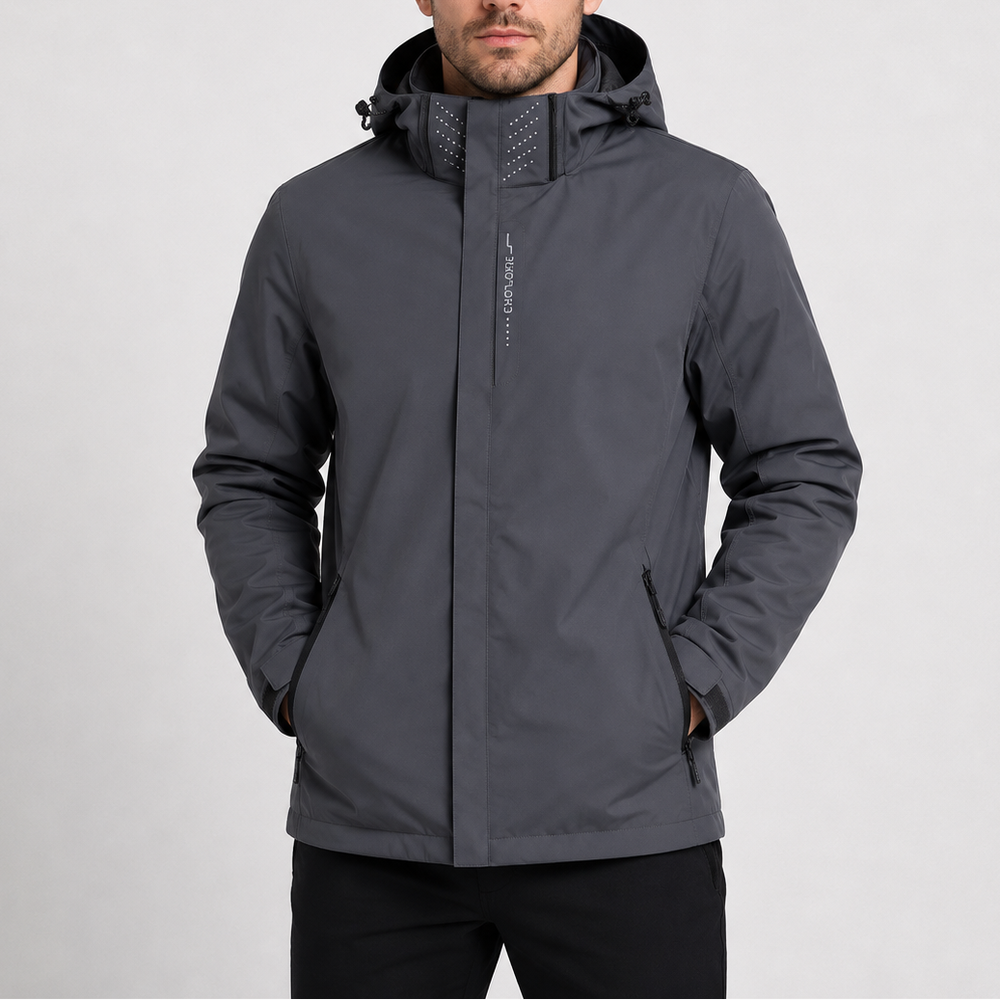 Men's Waterproof Hooded Rain Jacket - Grey