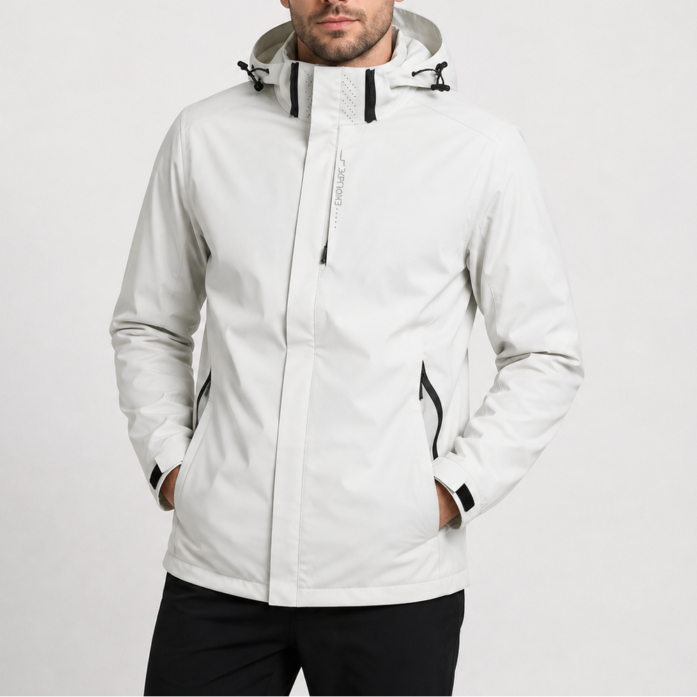 Men's Waterproof Hooded Rain Jacket - White