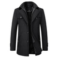 Men's Wool-Blend Business Overcoat - Black