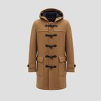 Men's wool blend hooded coat, back view