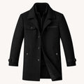 Halstead and Vale wool blend jacket, black colorway, front view