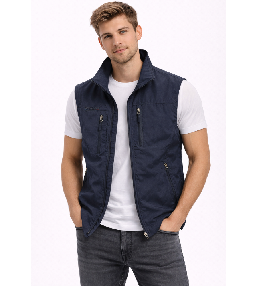 Men's Zip-Up Bodywarmer Vest | Outdoor Stand-Collar Gilet - Navy
