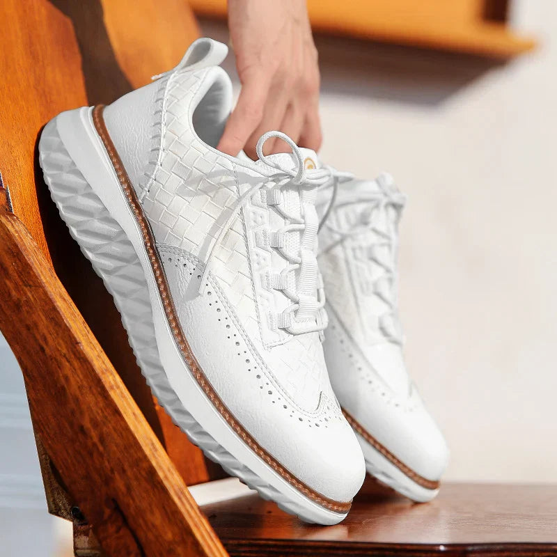 Oliver Low-Top Oxford Sneakers | Brogue Detailing Basketweave Sneakers