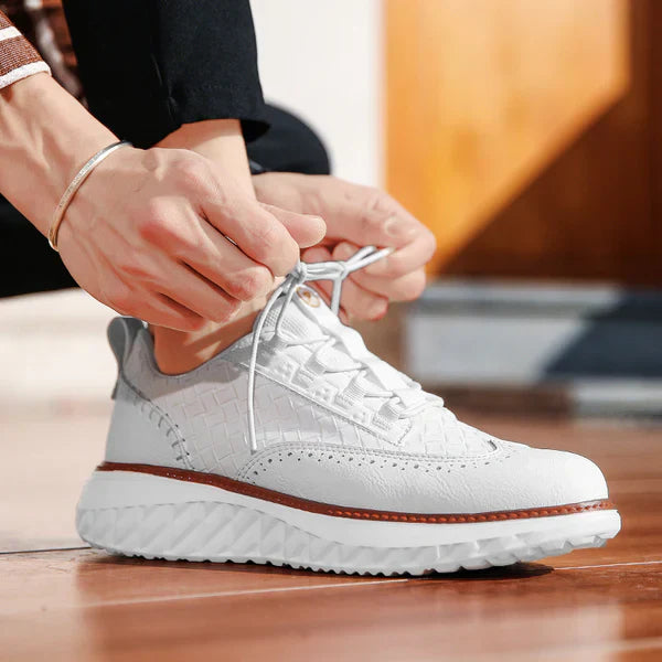 Oliver Low-Top Oxford Sneakers | Brogue Detailing Basketweave Sneakers