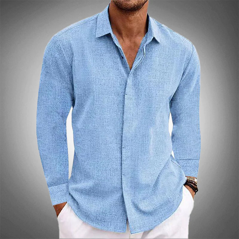 Roberto Relaxed Fit Button-Up Shirt | Collared Long Sleeve Shirt