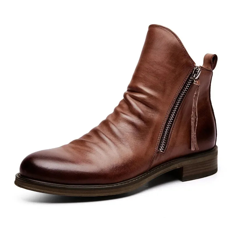 Sebastian Ankle-Length Boots | Ruched Burnished Toe Boots