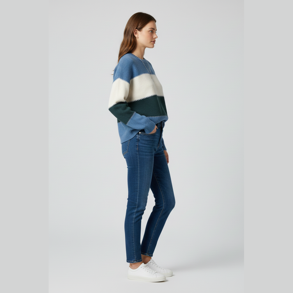 Striped Colorblock Knit Sweater
