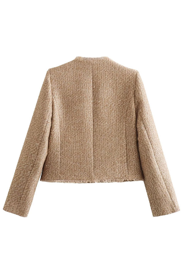 Women's Beige Tailored Blazer with Pockets