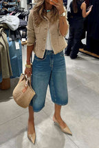 Women's Beige Tailored Blazer with Pockets