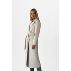 Women's Belted Double-Breasted Long Coat - on model