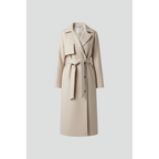 Women's Belted Double-Breasted Long Coat - front view
