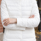 Women's Collarless Quilted Puffer Jacket detail
