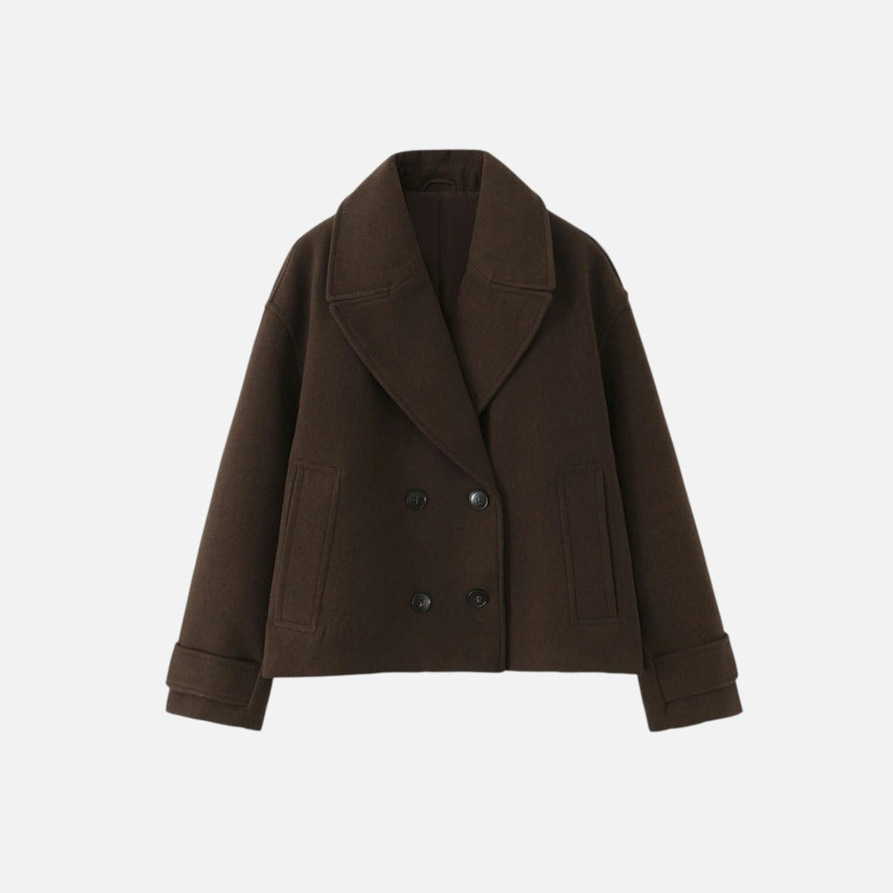 Women's Double-Breasted Trench Jacket - Coffee Brown