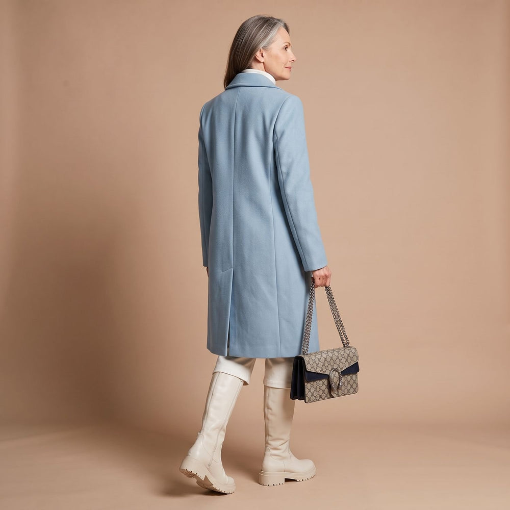 Women's Double-Breasted Wool-Blend Midi Coat