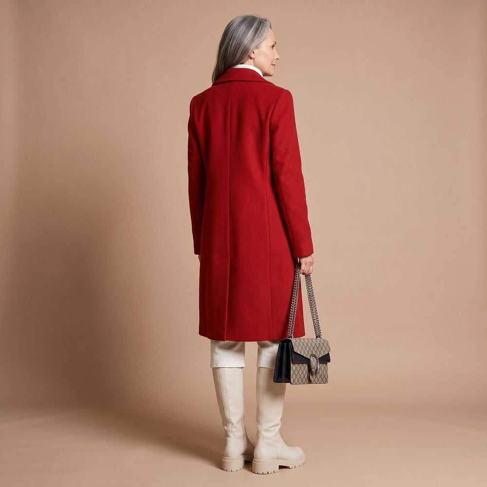 Women's Double-Breasted Wool-Blend Midi Coat