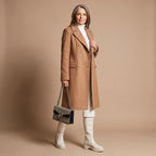 Women's Double-Breasted Wool-Blend Midi Coat