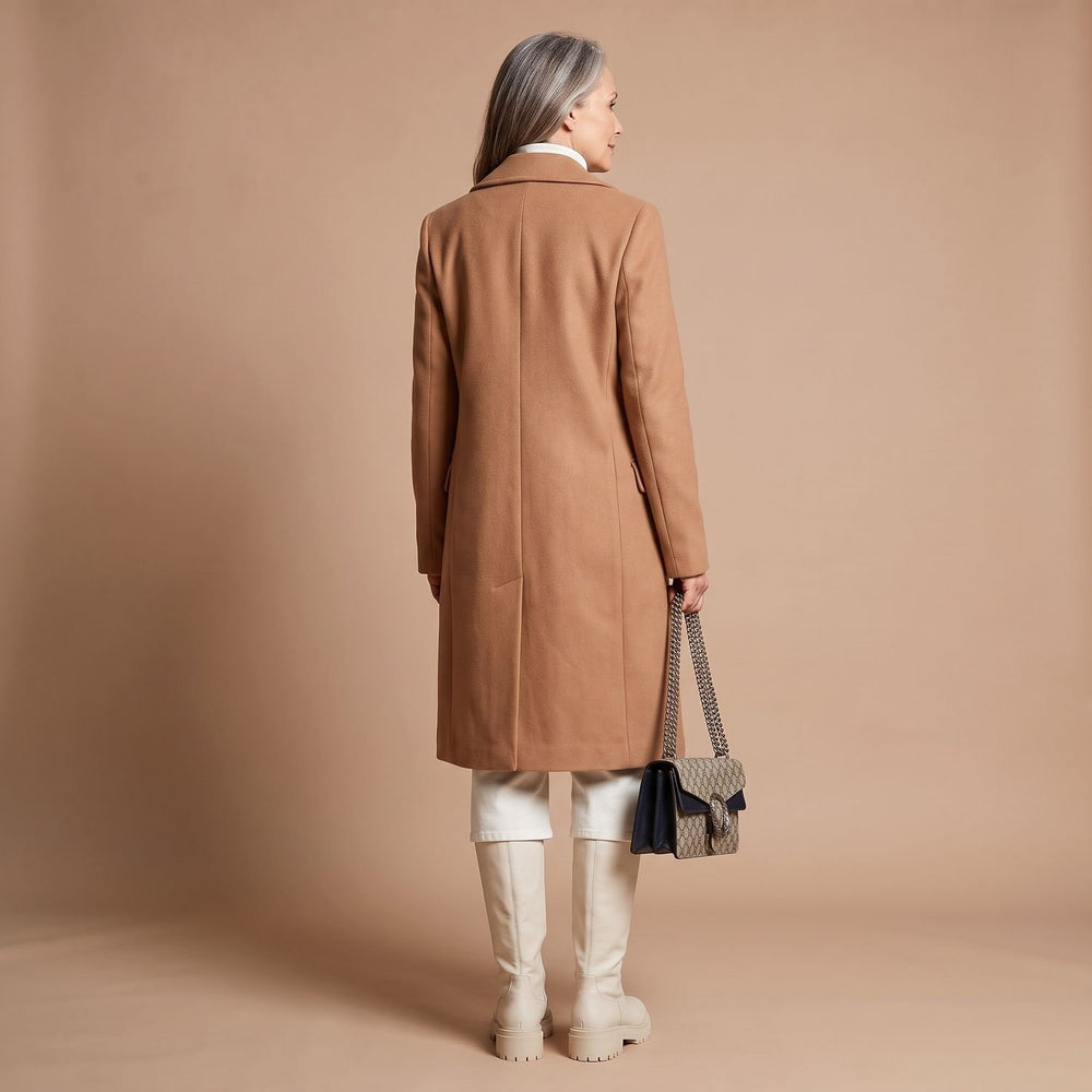 Women's Double-Breasted Wool-Blend Midi Coat