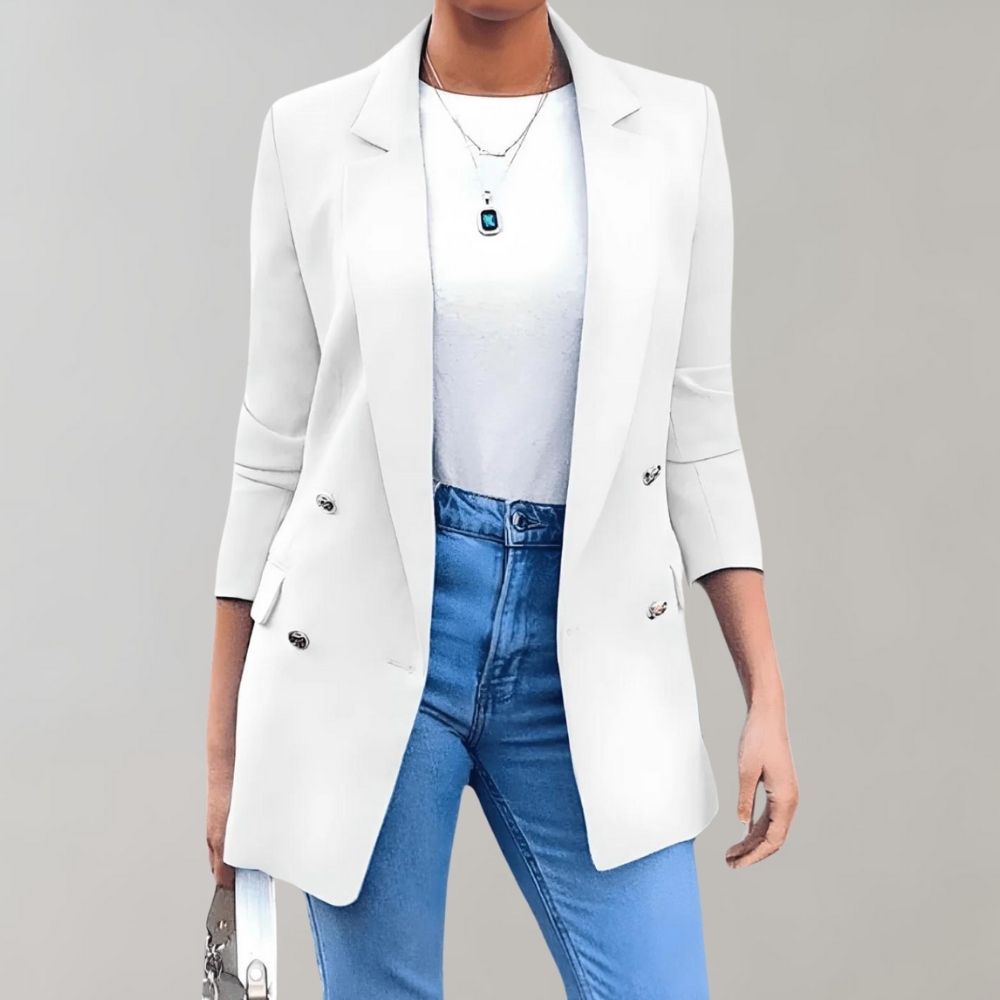 Women's Double-Button Blazer - White