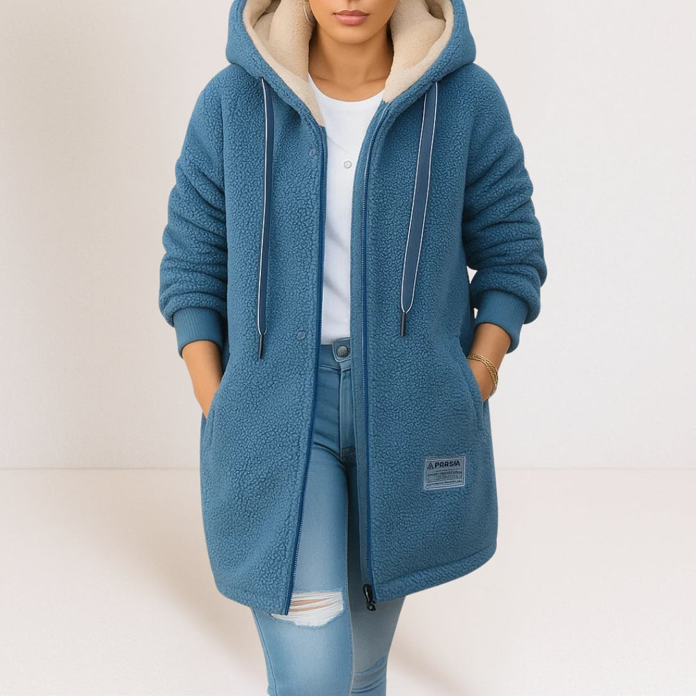 Women's Hooded Fleece Jacket - Blue