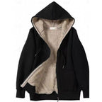 Hooded Fleece-Lined Jacket - Black