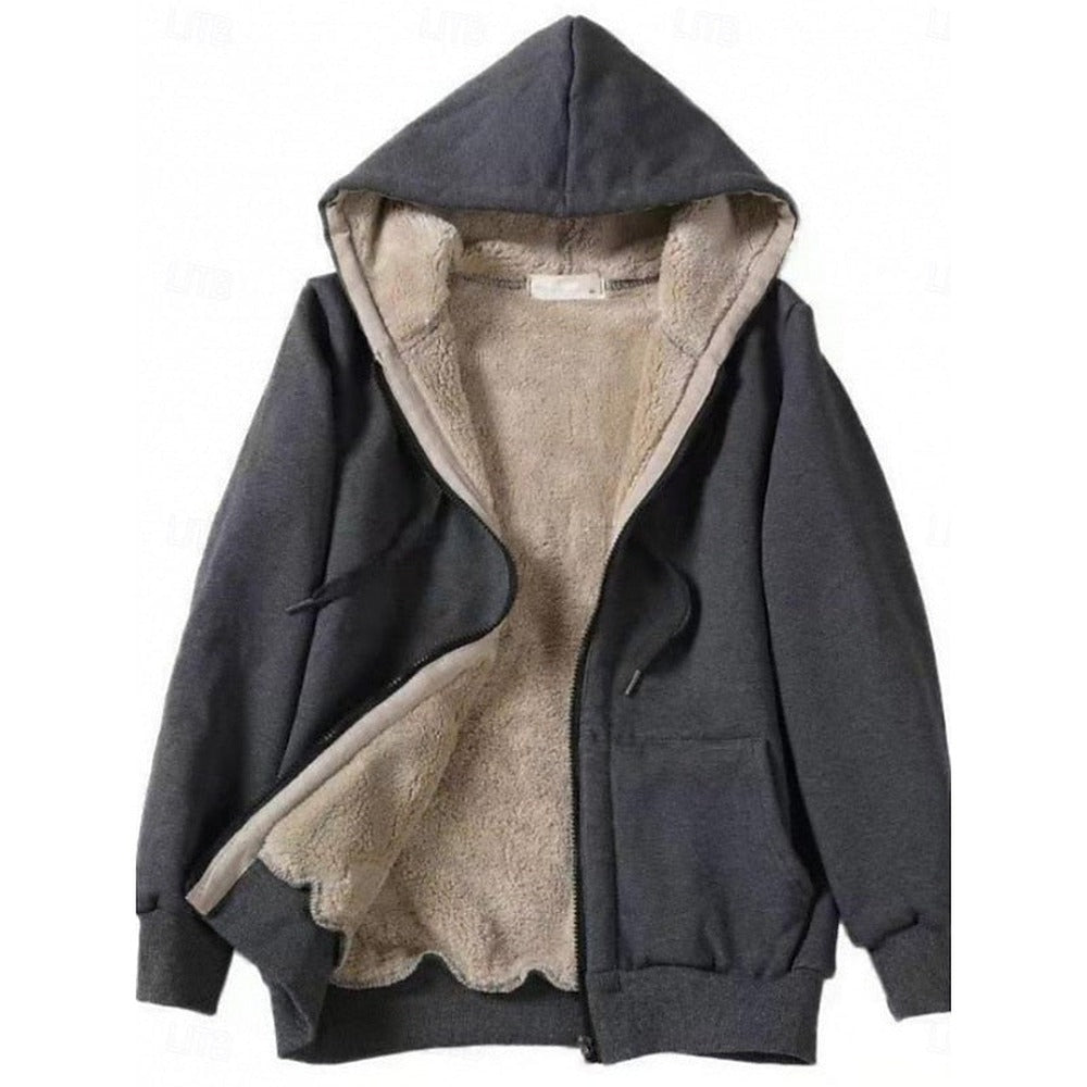 Hooded Fleece-Lined Jacket - Charcoal
