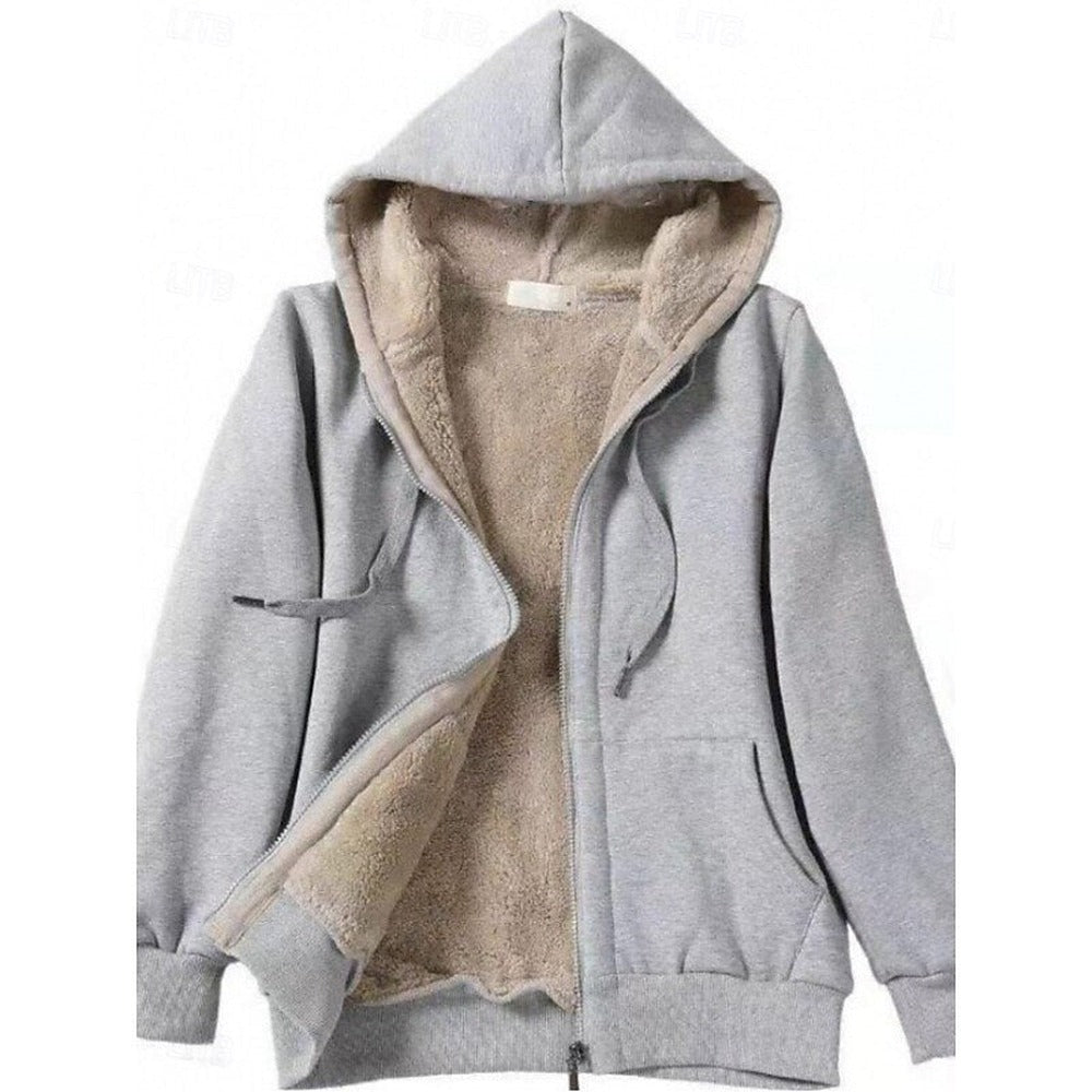 Hooded Fleece-Lined Jacket - Grey