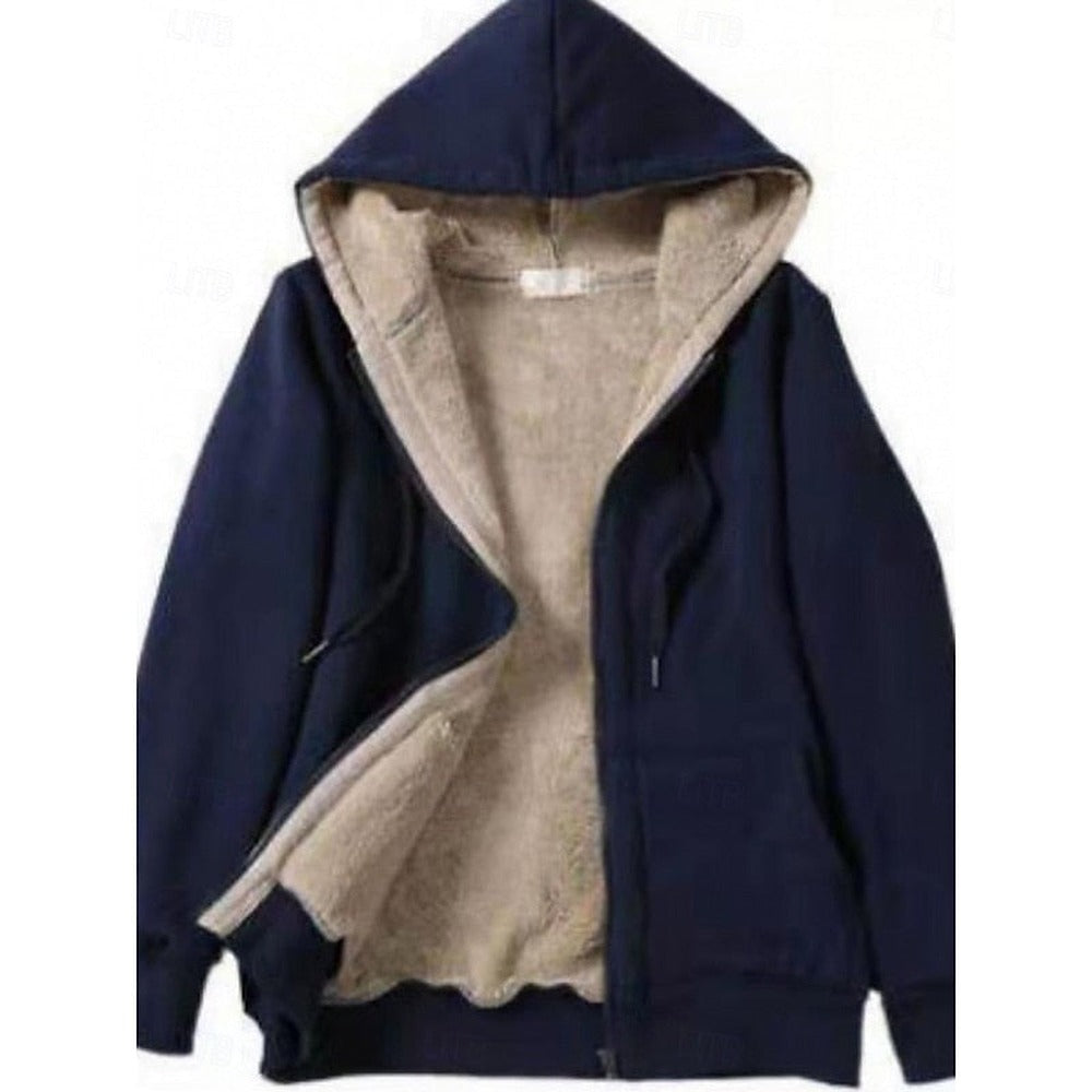 Hooded Fleece-Lined Jacket - Navy