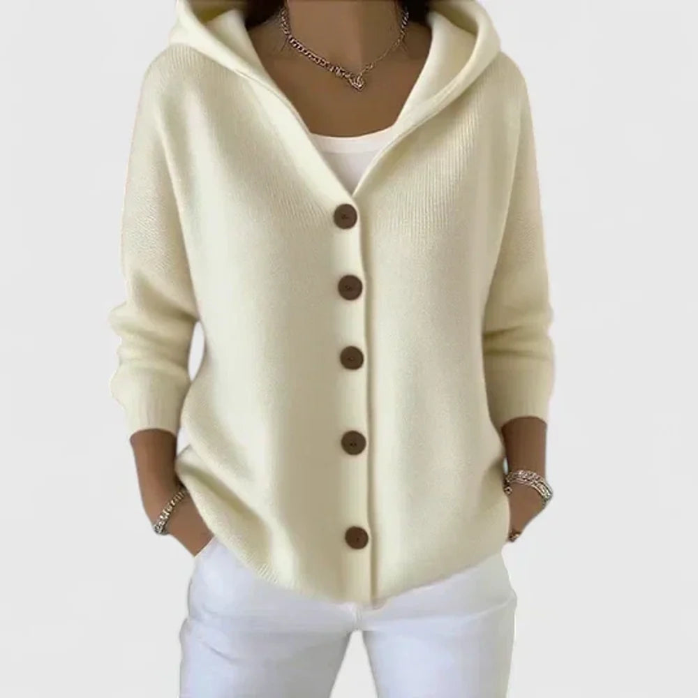 Women's Hooded Wool Cardigan - Beige