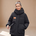 Women's Oversized Quilted Puffer Jacket - Black - on model