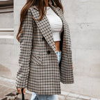 Women's Plaid Double-Breasted Blazer