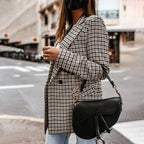Women's Plaid Double-Breasted Blazer