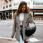 Women's Plaid Double-Breasted Blazer