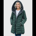 Women's Quilted Padded Jacket - Dark Green