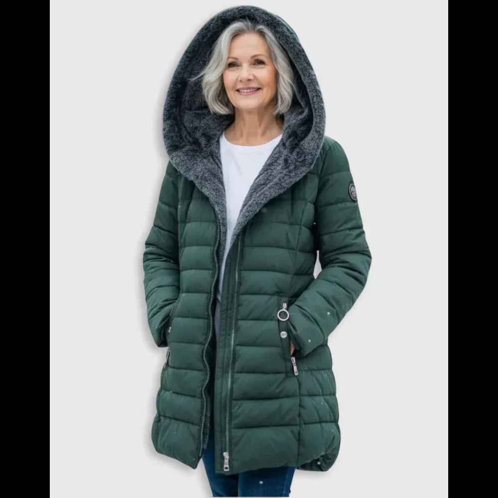 Women's Quilted Padded Jacket - Dark Green