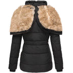 Women's Faux Fur Hood Puffer Jacket - detail