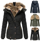 Women's Faux Fur Hood Puffer Jacket - detail