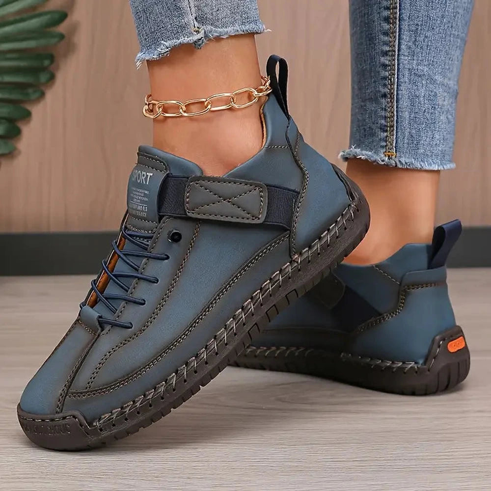 Women's Slip-On Walking Sneakers - Dark Blue - on model
