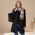 Women's Straight-Cut Button-Front Mid-Length Coat - Black