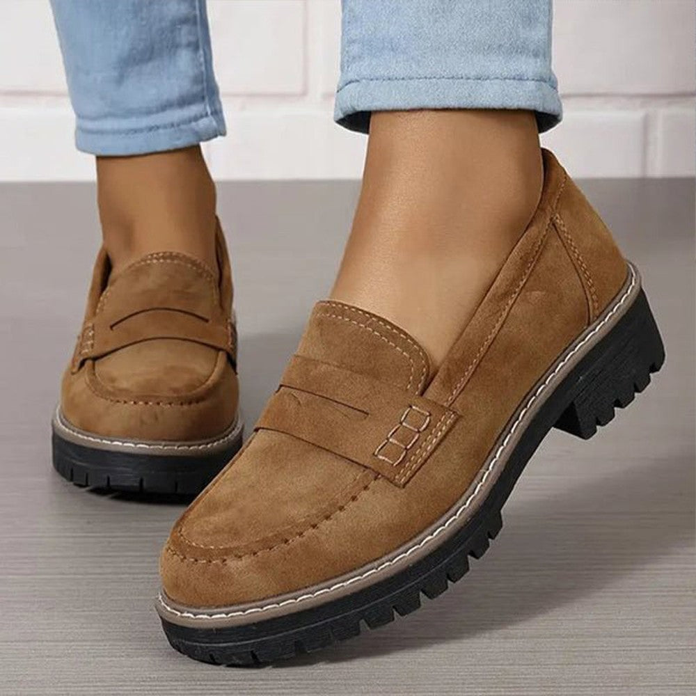 Belmooro Women's Suede-Feel Slip-On Moccasins with Cushioned Comfort Insole - Brown