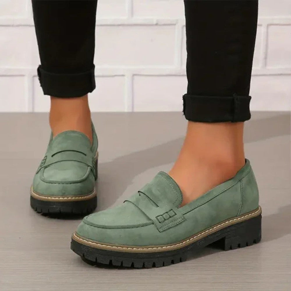 Belmooro Women's Suede-Feel Slip-On Moccasins with Cushioned Comfort Insole - Green